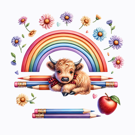 Floral Colored Pencil With Cow