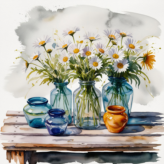 Watercolor Daisies #17